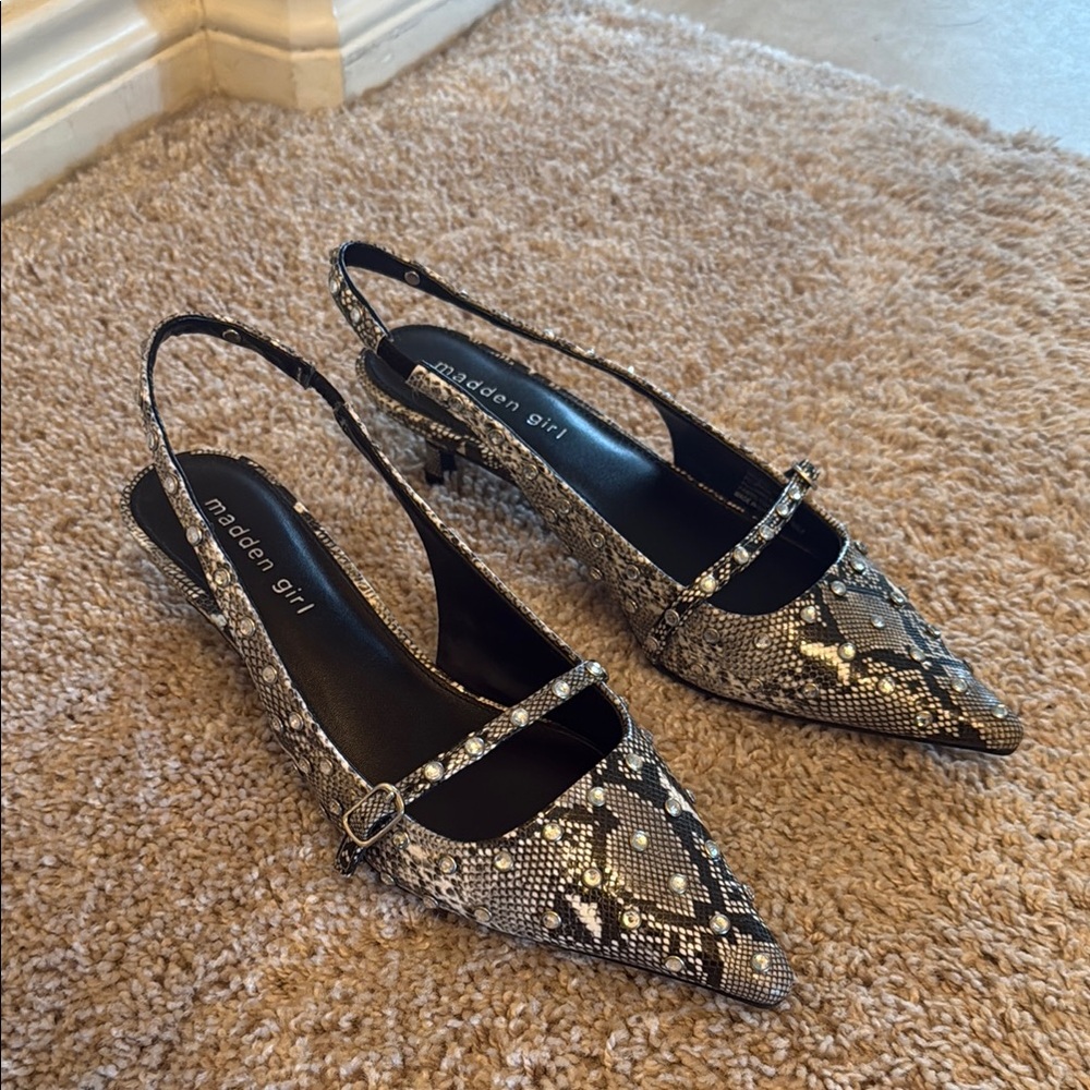 Madden Girl Snakeskin Slingback Heels